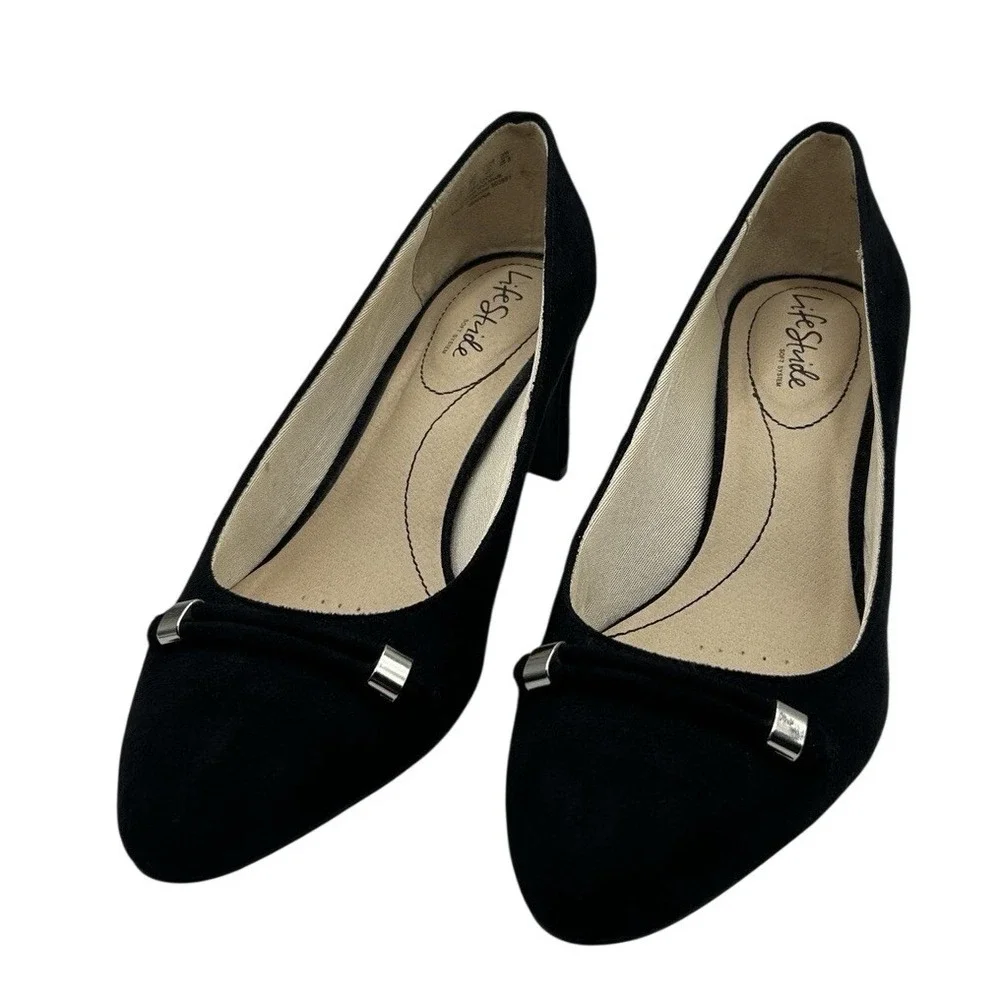 LifeStride Gianna Black Low Heel Pumps 9W Comfort Career Work Capsule‎ Church